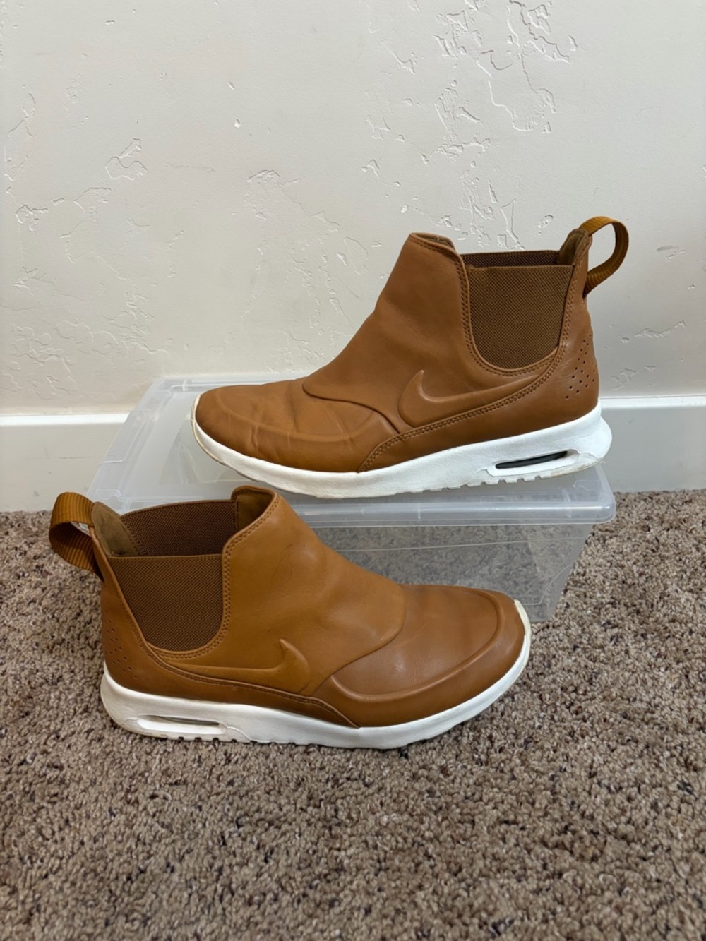 Nike Air Max Thea Women's Sneaker Boots Chelsea Mid Leather Brown, Size 8